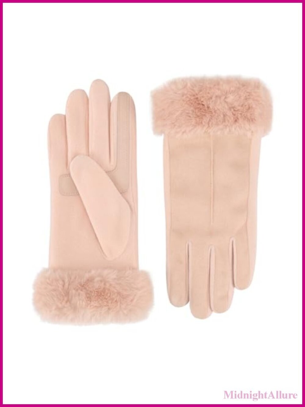 Water Repellent Touchscreen Stretch Gloves with Faux Fur Cuff